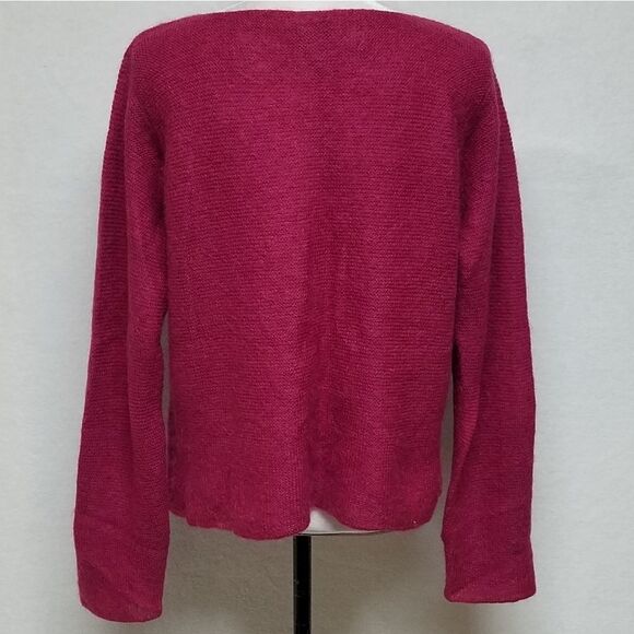 Vintage Eileen Fisher Maroon Kid Mohair Boxy Cut Cropped Sweater Medium - Picture 8 of 10